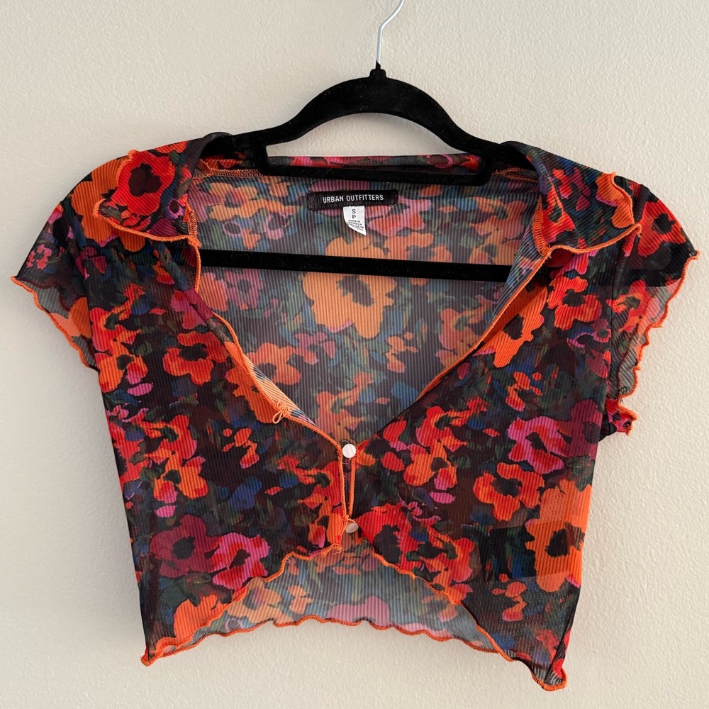 Urban Outfitters Floral Mesh Top - Small